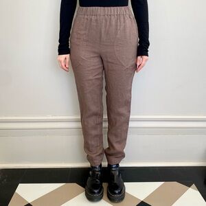 Not Perfect Linen Genova tapered 100% brown linen pants. 🤎